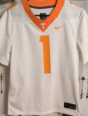Nike White and Orange Tennessee Football Jersey #1